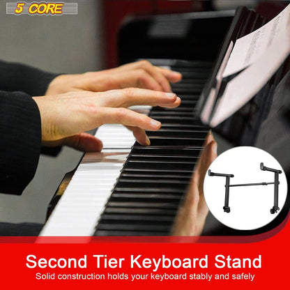 5 Core Keyboard Stand 2 Tier Adjustable Electric Piano Sturdy Foldable Holder-1