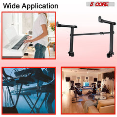5 Core Keyboard Stand 2 Tier Adjustable Electric Piano Sturdy Foldable Holder-3