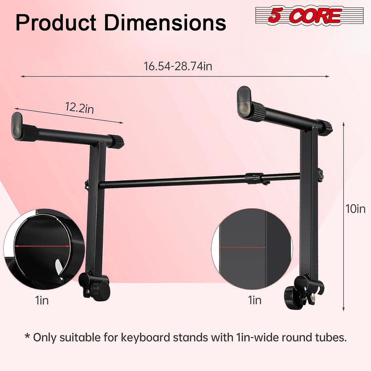 5 Core Keyboard Stand 2 Tier Adjustable Electric Piano Sturdy Foldable Holder-4