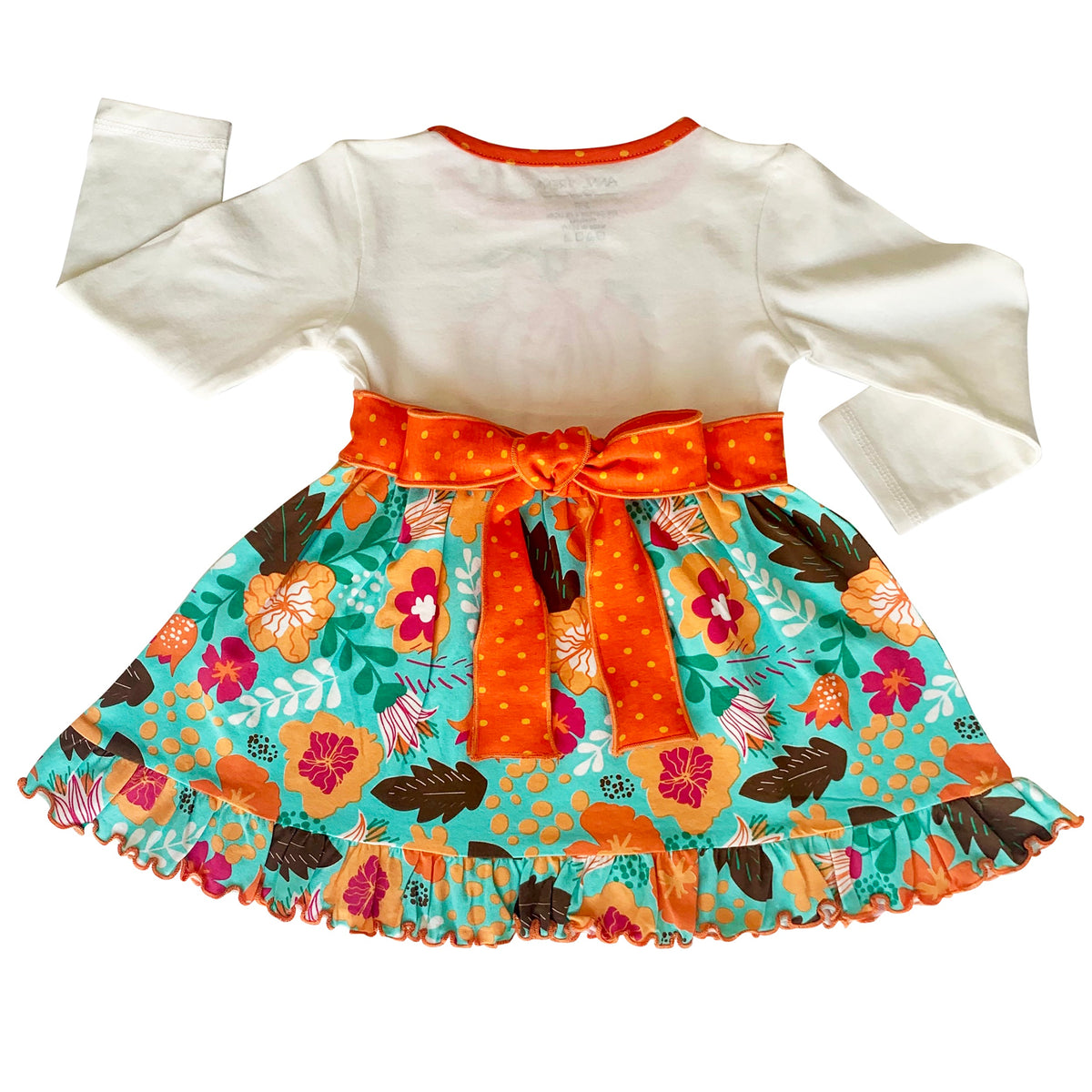 Girls Vibrant Autumn Floral Pumpkin Thanksgiving Dress & Leggings-1