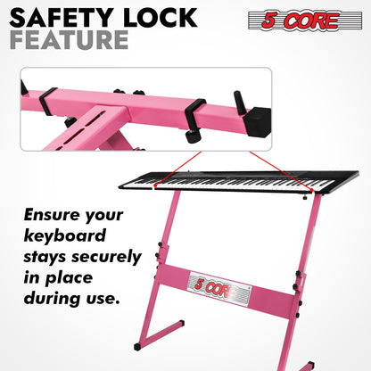 5 Core Keyboard Stand Z Style Height Adjustable Sturdy Piano Riser Lift Holder Stands-4