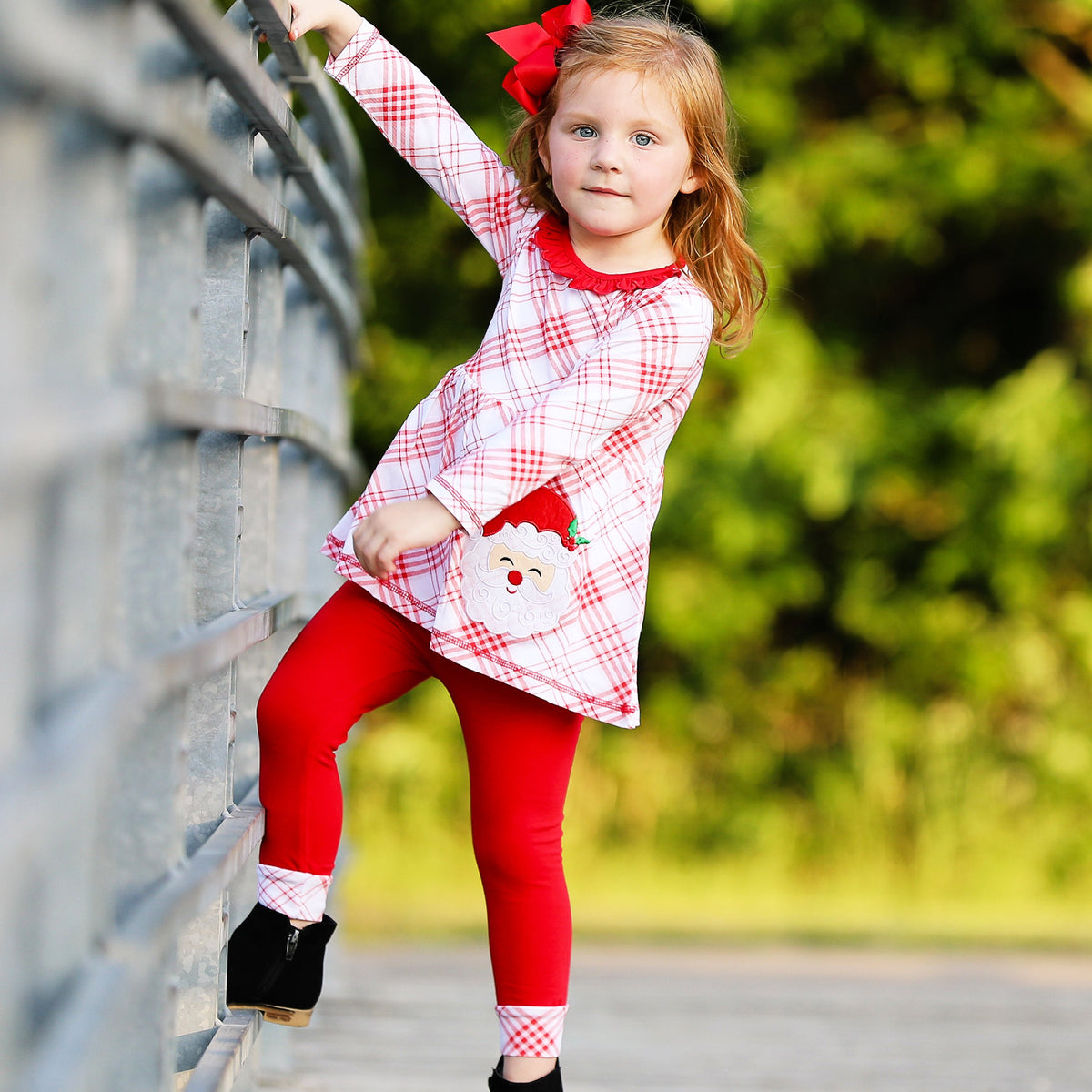 AnnLoren Girls Boutique Santa Holiday Christmas Holiday Clothing Set Outfit-2