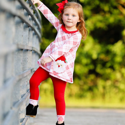 AnnLoren Girls Boutique Santa Holiday Christmas Holiday Clothing Set Outfit-2