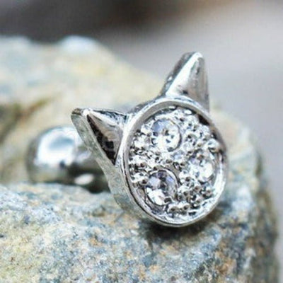 316L Stainless Steel Adorned Cat Cartilage Earring-0