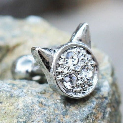 316L Stainless Steel Adorned Cat Cartilage Earring-0
