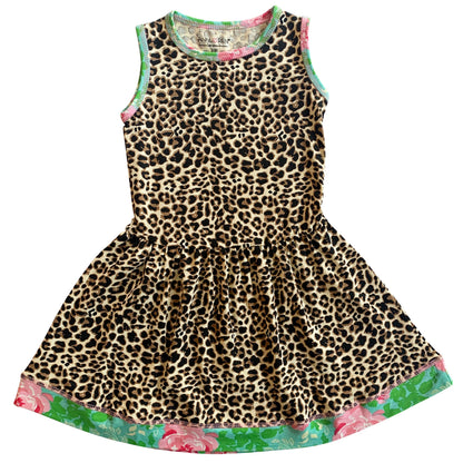 AnnLoren Little & Big Girls Spring Leopard Rose Floral Sleeveless Boutique Dress-6