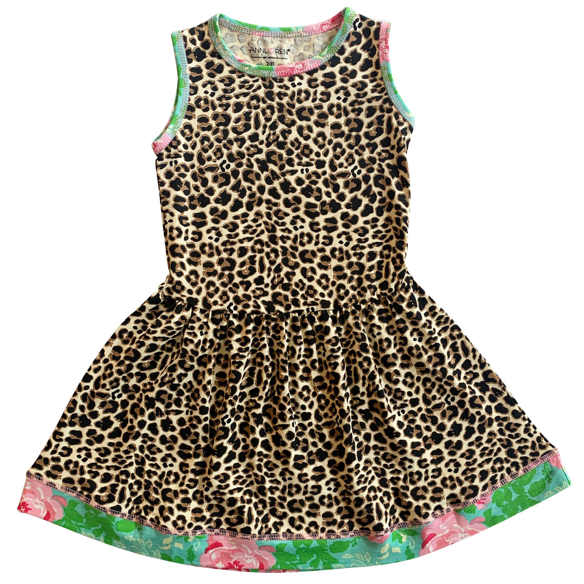 AnnLoren Little & Big Girls Spring Leopard Rose Floral Sleeveless Boutique Dress-9