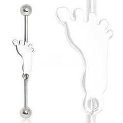 316L Surgical Steel Industrial Barbell Barefoot Footprint.-2